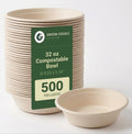 32 oz Compostable Bowls — Sugarcane Bagasse Salad Bowls