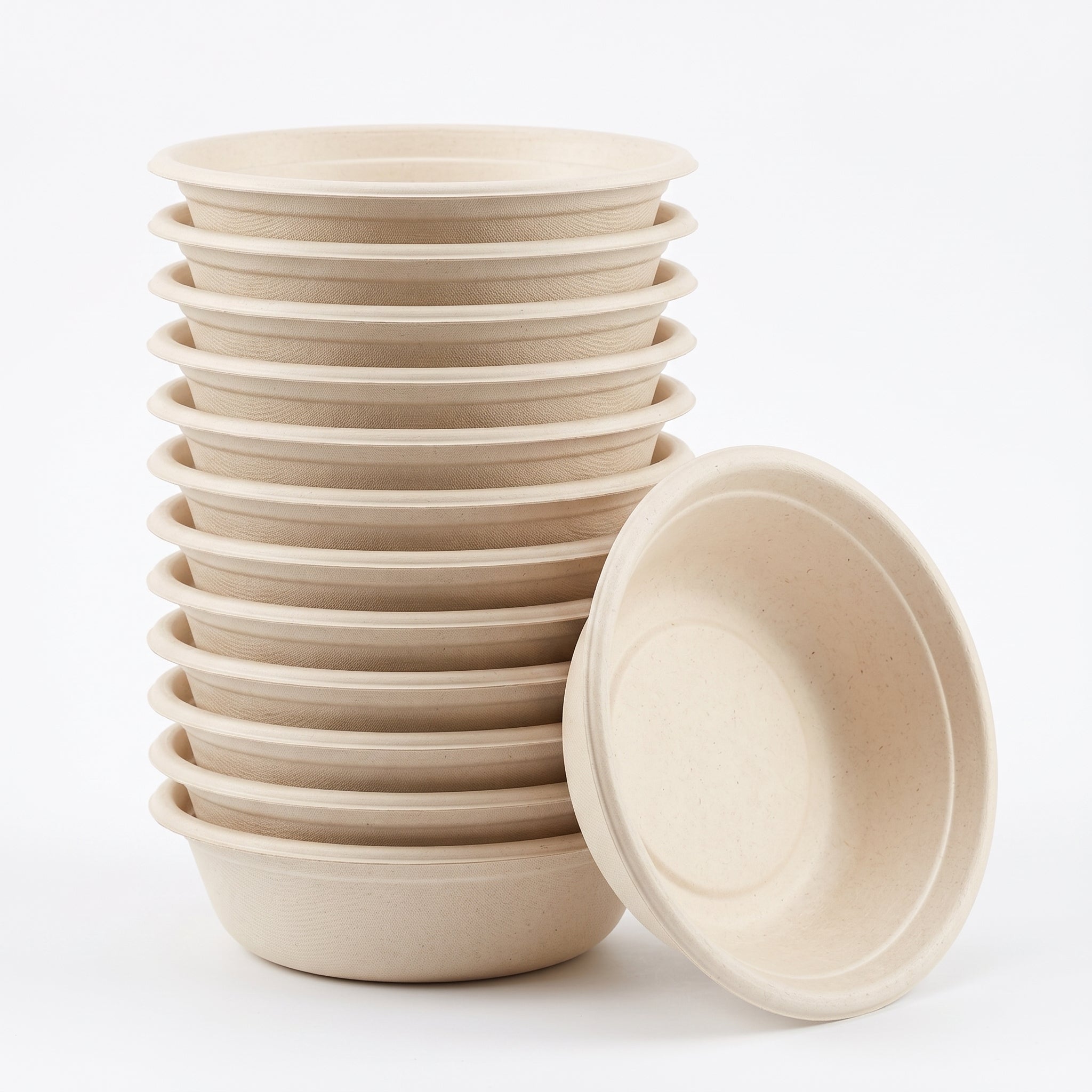32 oz Compostable Bowls — Sugarcane Bagasse Salad Bowls