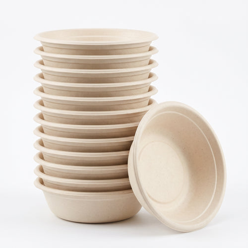 32 oz Compostable Bowls — Sugarcane Bagasse Salad Bowls