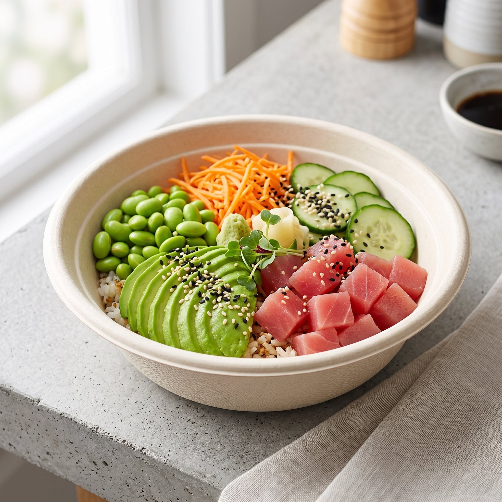 32 oz Compostable Bowls — Sugarcane Bagasse Salad Bowls