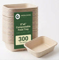 8" x 6" Compostable Food Box — Deep Bagasse Food Tray
