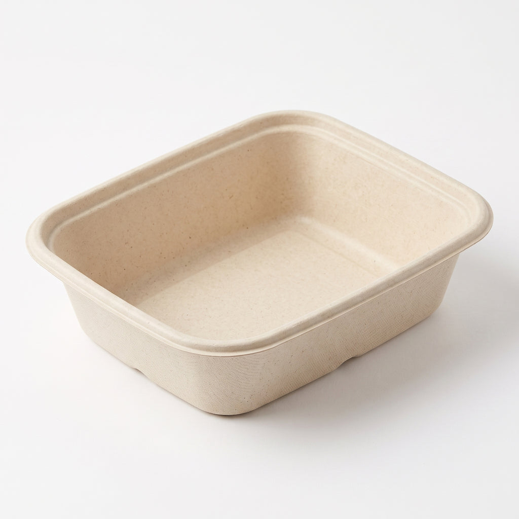 8" x 6" Compostable Food Box — Deep Bagasse Food Tray