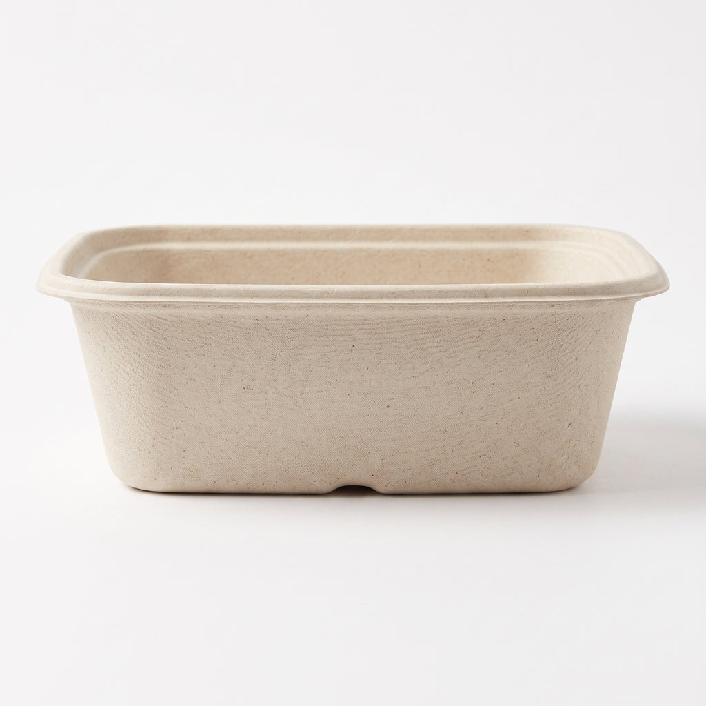 8" x 6" Compostable Food Box — Deep Bagasse Food Tray