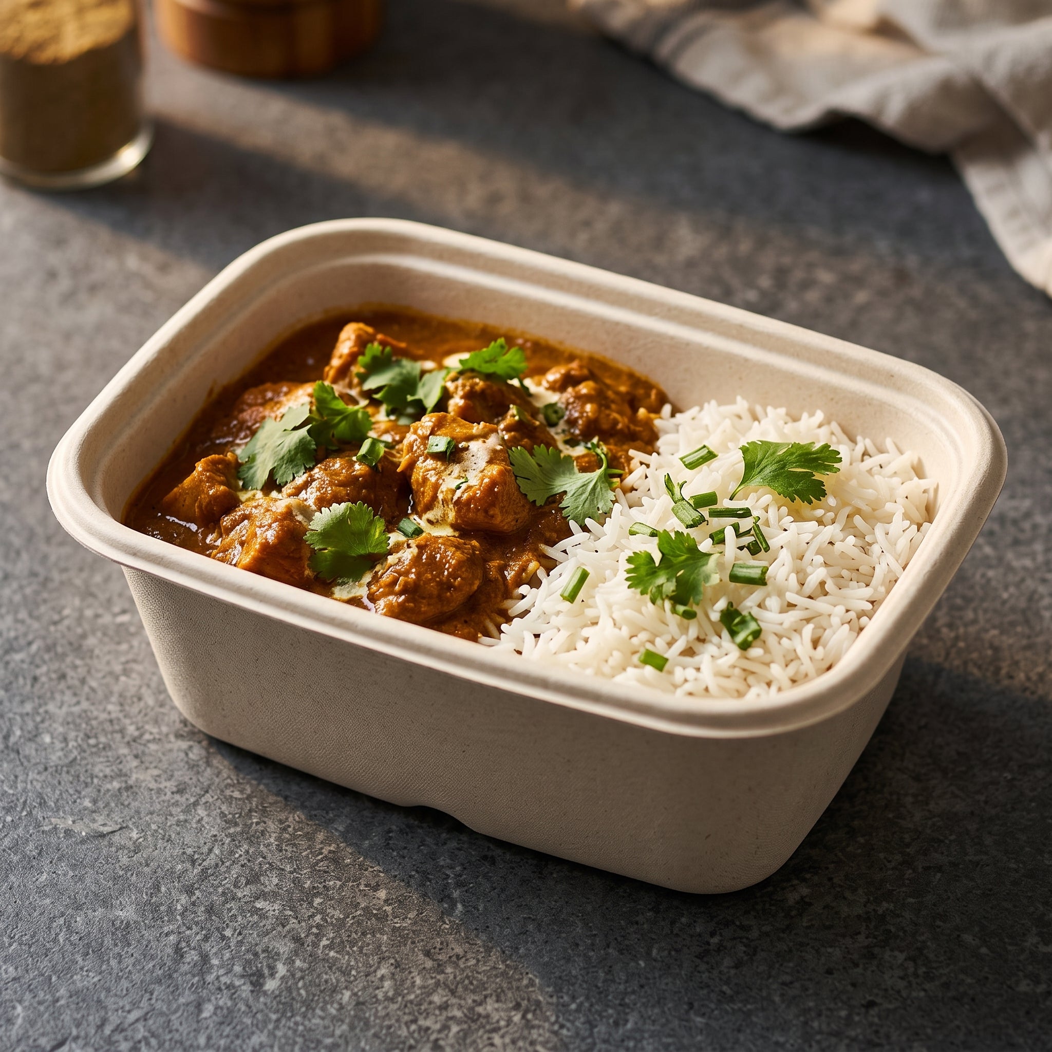 8" x 6" Compostable Food Box — Deep Bagasse Food Tray