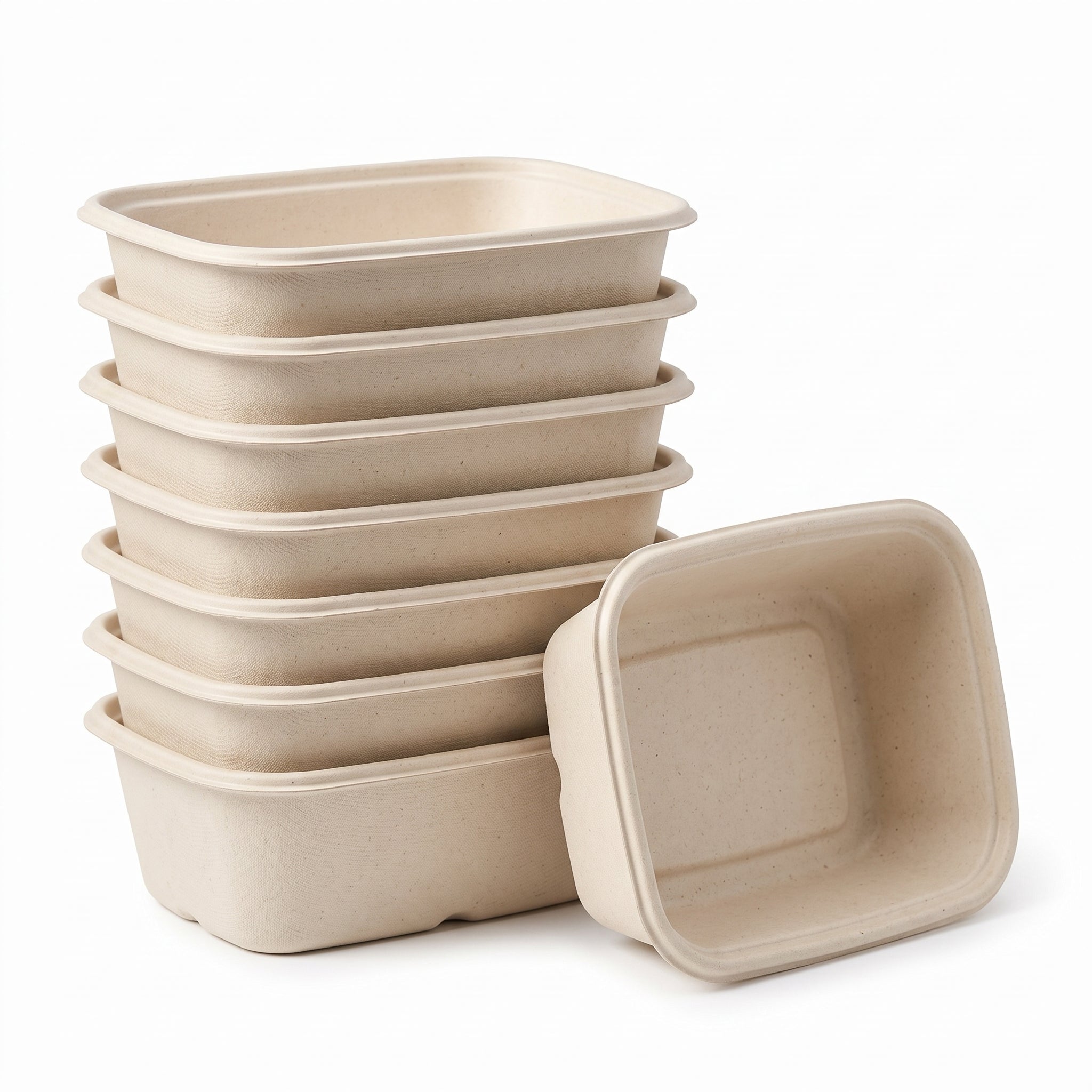 8" x 6" Compostable Food Box — Deep Bagasse Food Tray