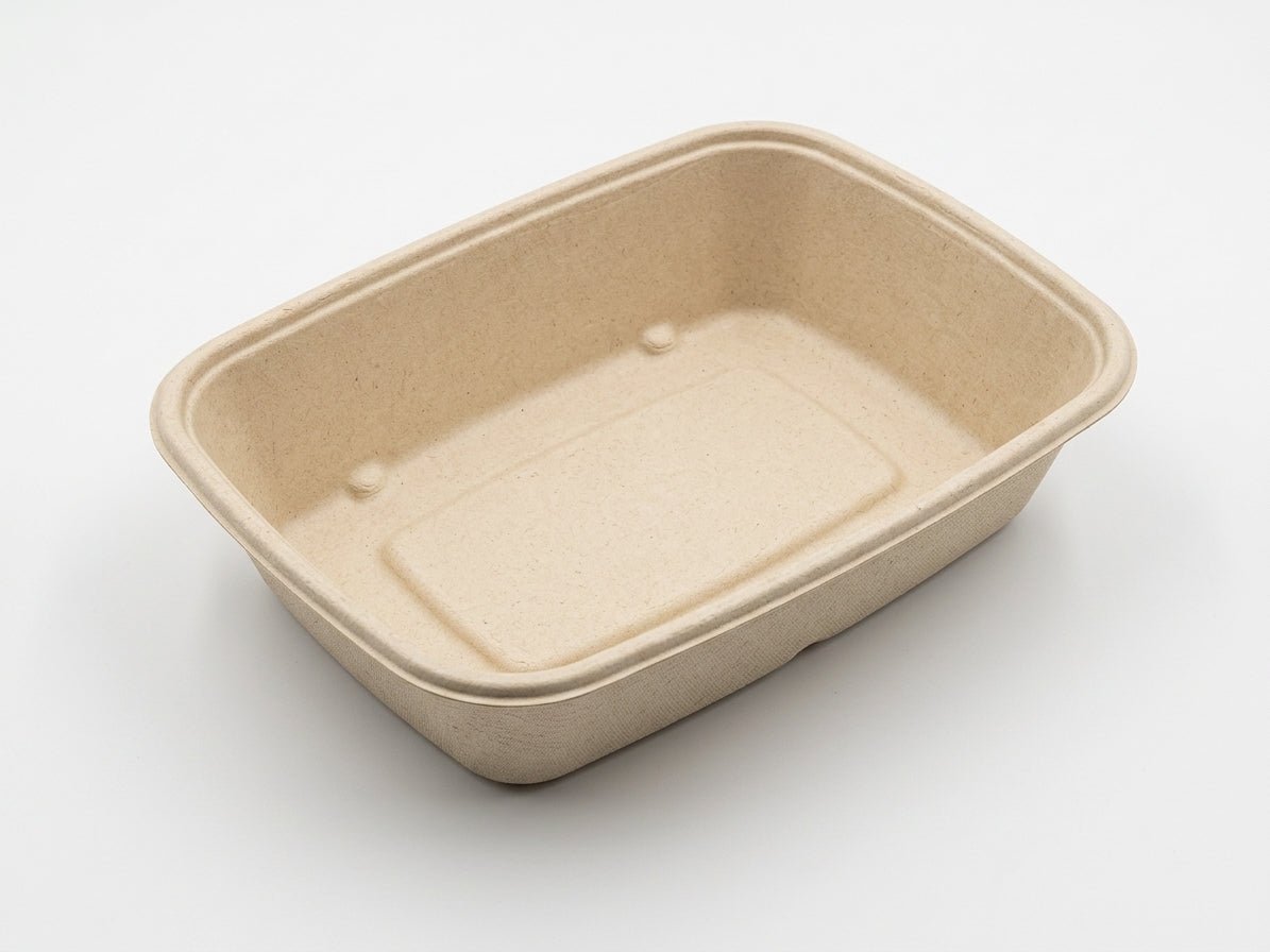 8" x 6" Compostable Food Box — Deep Bagasse Food Tray
