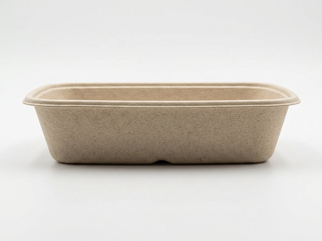 8" x 6" Compostable Food Box — Deep Bagasse Food Tray
