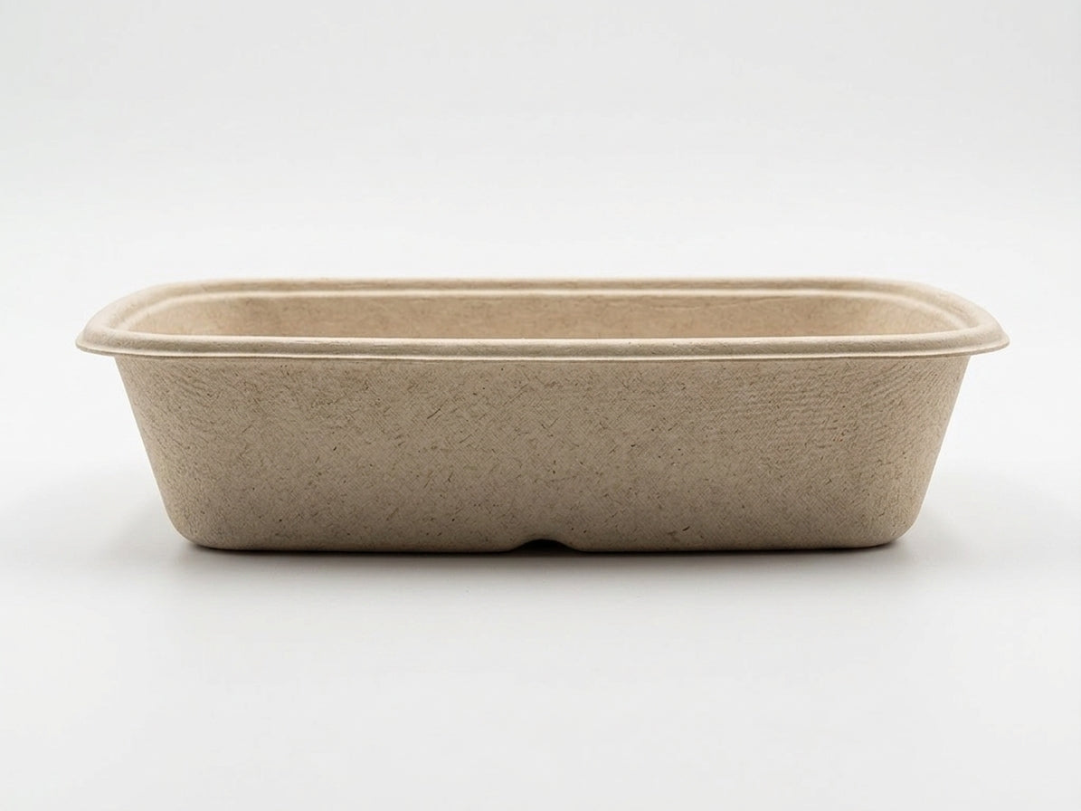8" x 6" Compostable Food Box — Deep Bagasse Food Tray