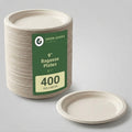 9" Compostable Bagasse Plates — Heavy Duty, 400 Count