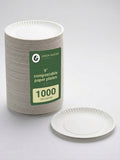 9" Compostable Paper Plates — Uncoated, Bulk 1000 Count