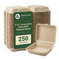 9" x 6" Compostable Clamshells — Hinged Bagasse Takeout Box