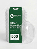 Clear Dome Lids for 32 oz Bowls — Recyclable PET, Bulk