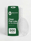 Clear Flat Lids for 32 oz Bowls — Stackable Recyclable PET