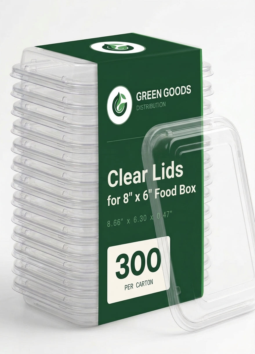 Clear PET Lids for 8x6 Food Boxes | Flat Stackable Bulk
