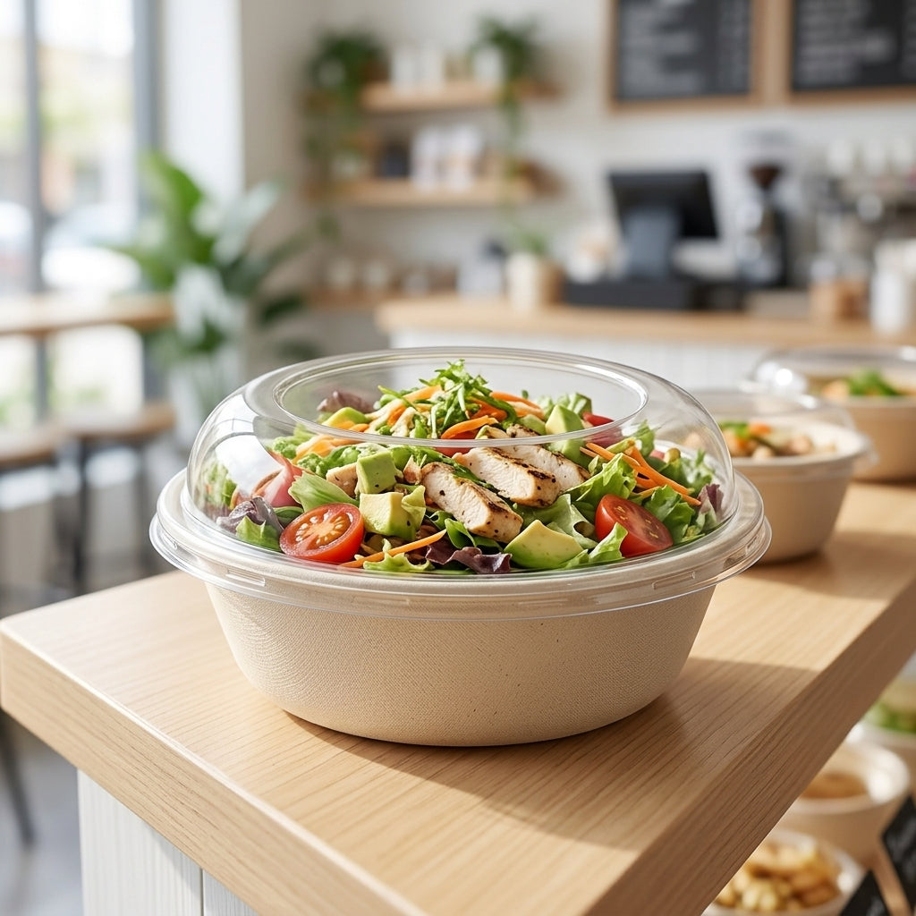 Clear Dome Lids for 32 oz Bowls — Recyclable PET, Bulk