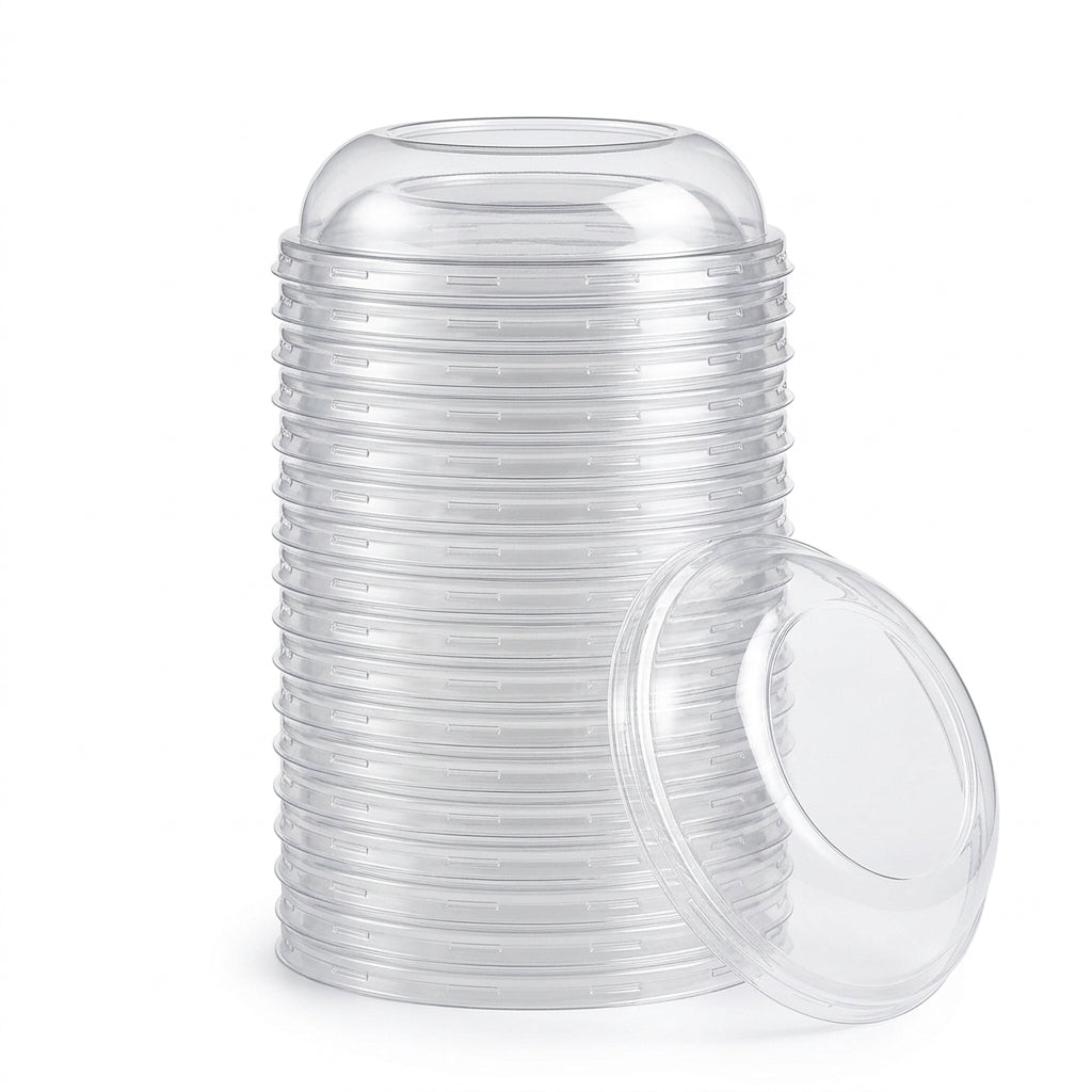 Clear Dome Lids for 32 oz Bowls — Recyclable PET, Bulk