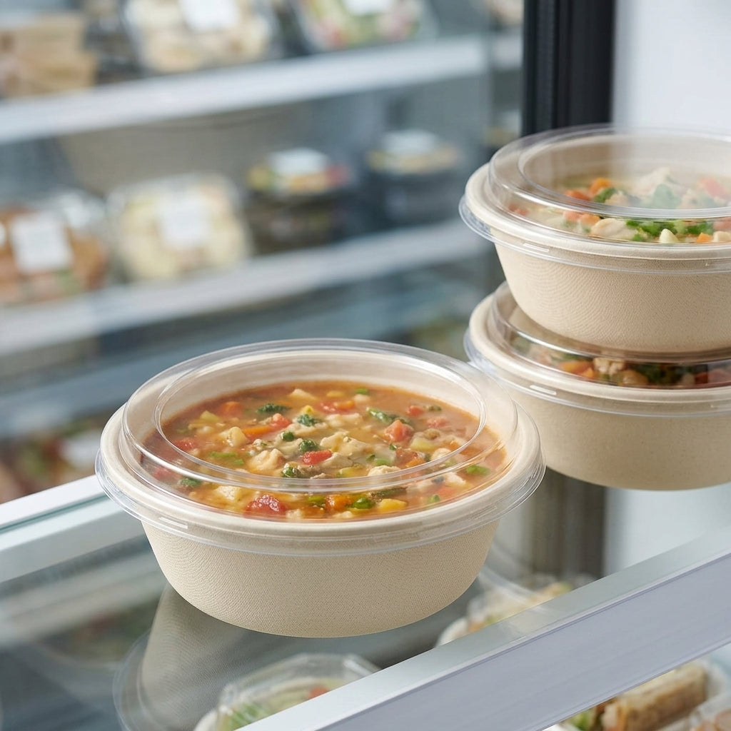 Clear Flat Lids for 32 oz Bowls — Stackable Recyclable PET