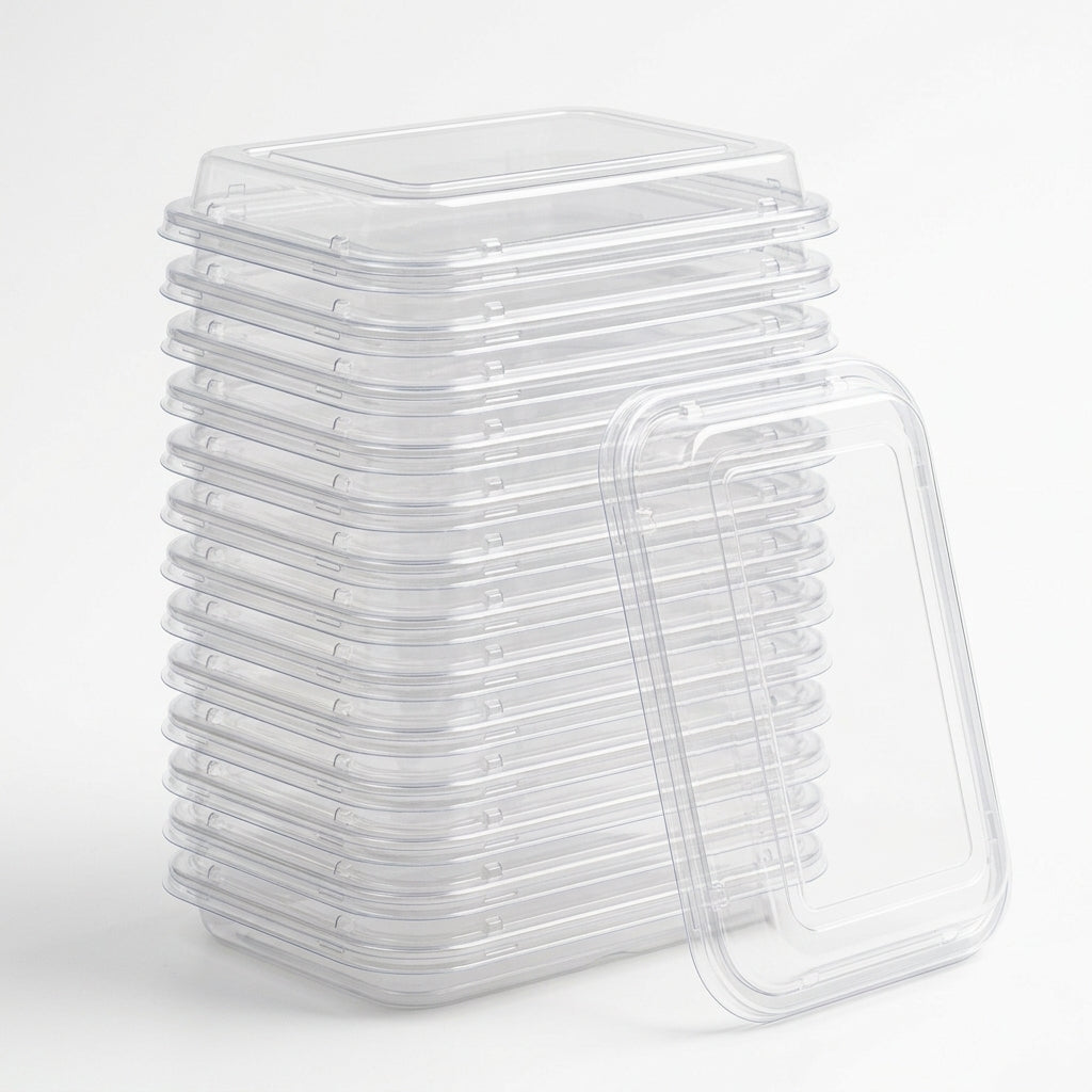 Clear Lids for 28 oz Meal Prep Trays — Recyclable PET, Bulk